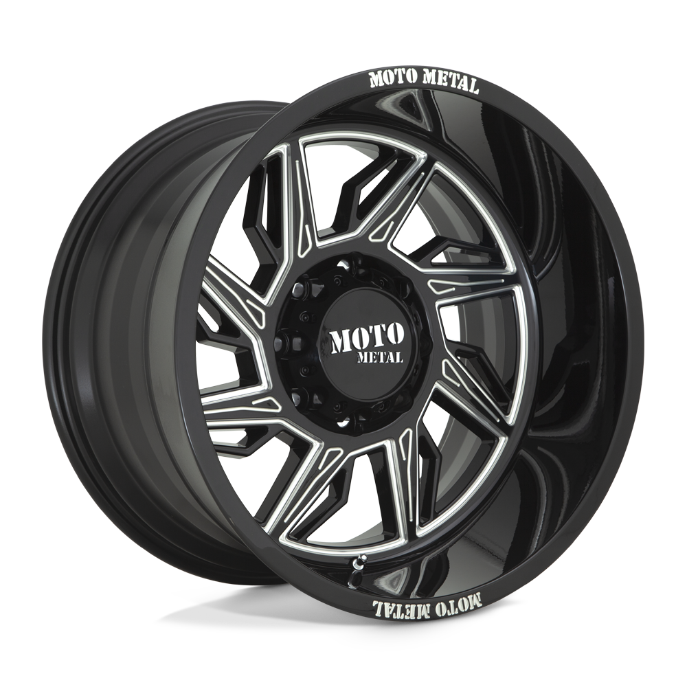 22x12 Moto Metal MO997 HURRICANE Gloss Blk Mill - Left Dir Wheel 5x5 (-44mm)