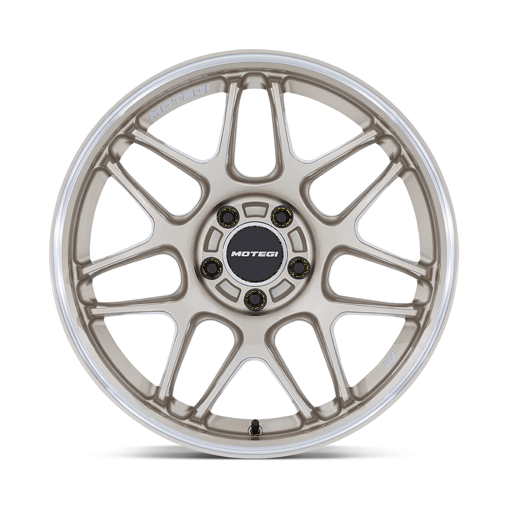 18x8.5 Motegi MR158 Tsubaki Motorsport Gold W/ Machined Lip Wheel 5x100 (30mm)