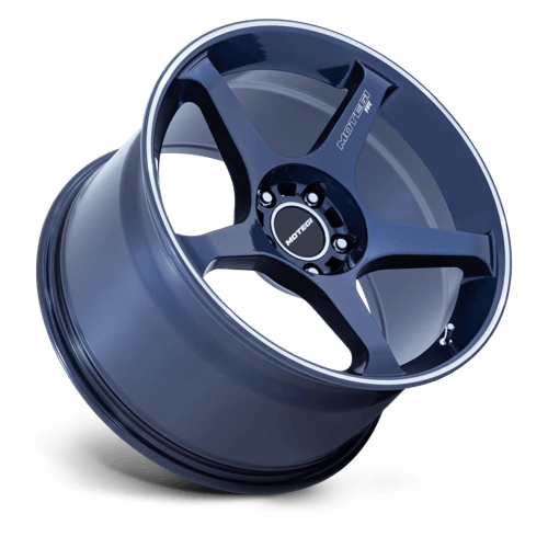 18x9.5 Motegi MR159 Battle V Obsidian Blue W/ Machined Stripe Wheel 5x4.5 (0mm)