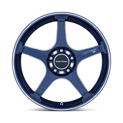 18x9.5 Motegi MR159 Battle V Obsidian Blue W/ Machined Stripe Wheel 5x120 (0mm)