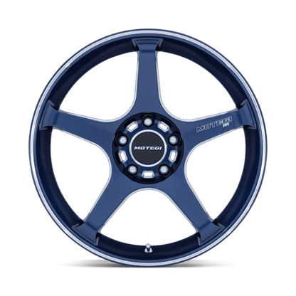 18x9.5 Motegi MR159 Battle V Obsidian Blue W/ Machined Stripe Wheel 5x4.5 (0mm)
