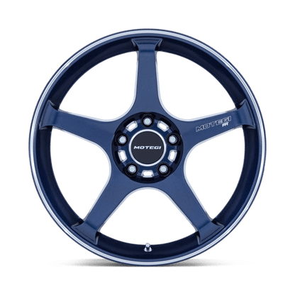 17x9.5 Motegi MR159 Battle V Obsidian Blue Mach Lip Stripe Wheel 5x4.5 (35mm)