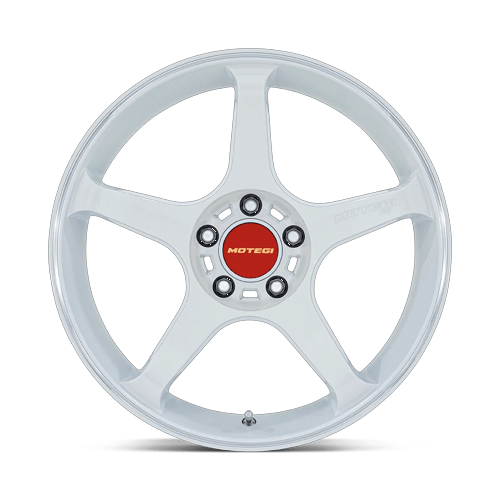 18x9.5 Motegi MR159 Battle V Matsuri White Pearl Mach Stripe Wheel 5x100 (38mm)