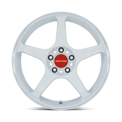 18x9.5 Motegi MR159 Battle V Matsuri White Pearl Mach Stripe Wheel 5x100 (38mm)