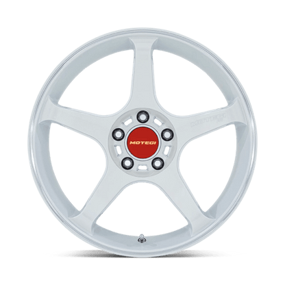 18x9.5 Motegi MR159 Battle V Matsuri White Pearl Mach Stripe Wheel 5x4.5 (0mm)