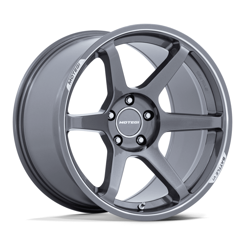 18x9.5 Motegi MR160 Battle VI Glossy Gunzilla W/ Machined Lip Wheel 4x4.5 (35mm)
