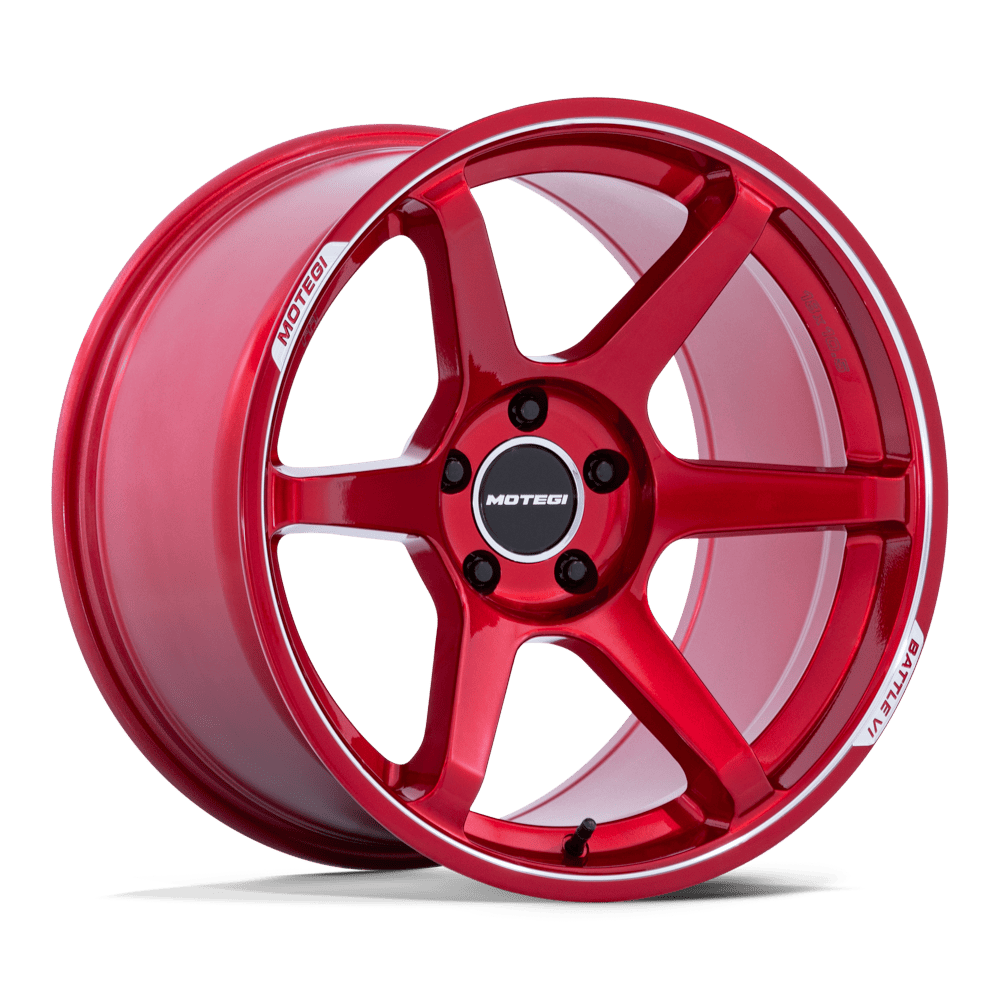 18x10.5 Motegi MR160 Battle VI Cherry Red Metallic Machined Wheel 5x4.5 (25mm)
