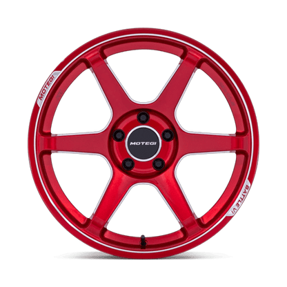 18x8.5 Motegi MR160 Battle VI Cherry Red Metallic Machined Wheel 5x100 (30mm)