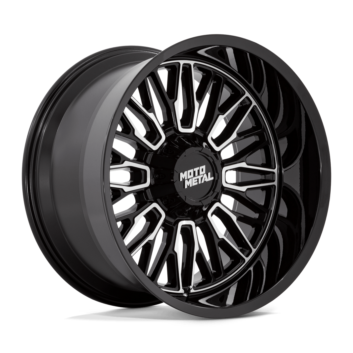 22x12 Moto Metal MO809 Stinger Gloss Black Machined Wheel 8x6.5 (-44mm)