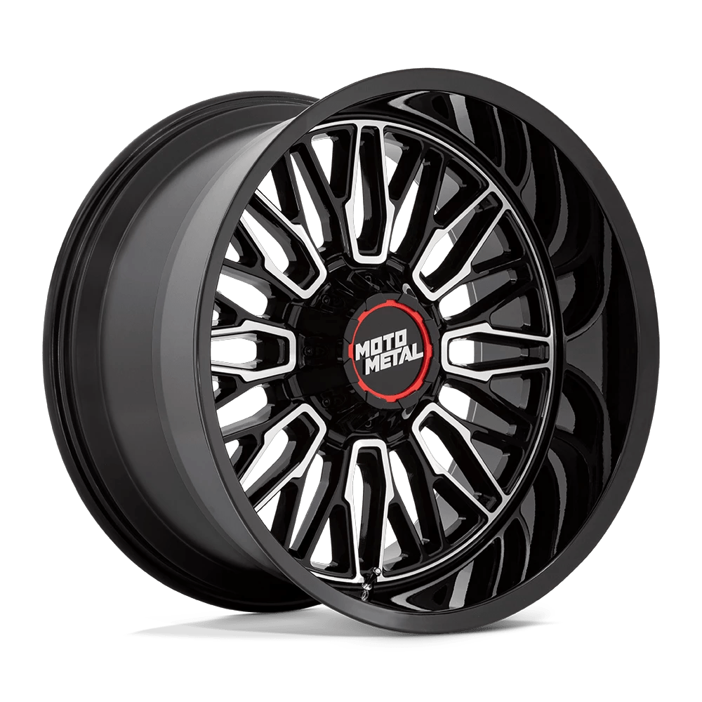 22x12 Moto Metal MO809 Stinger Gloss Black Machined Wheel 8x6.5 (-44mm)