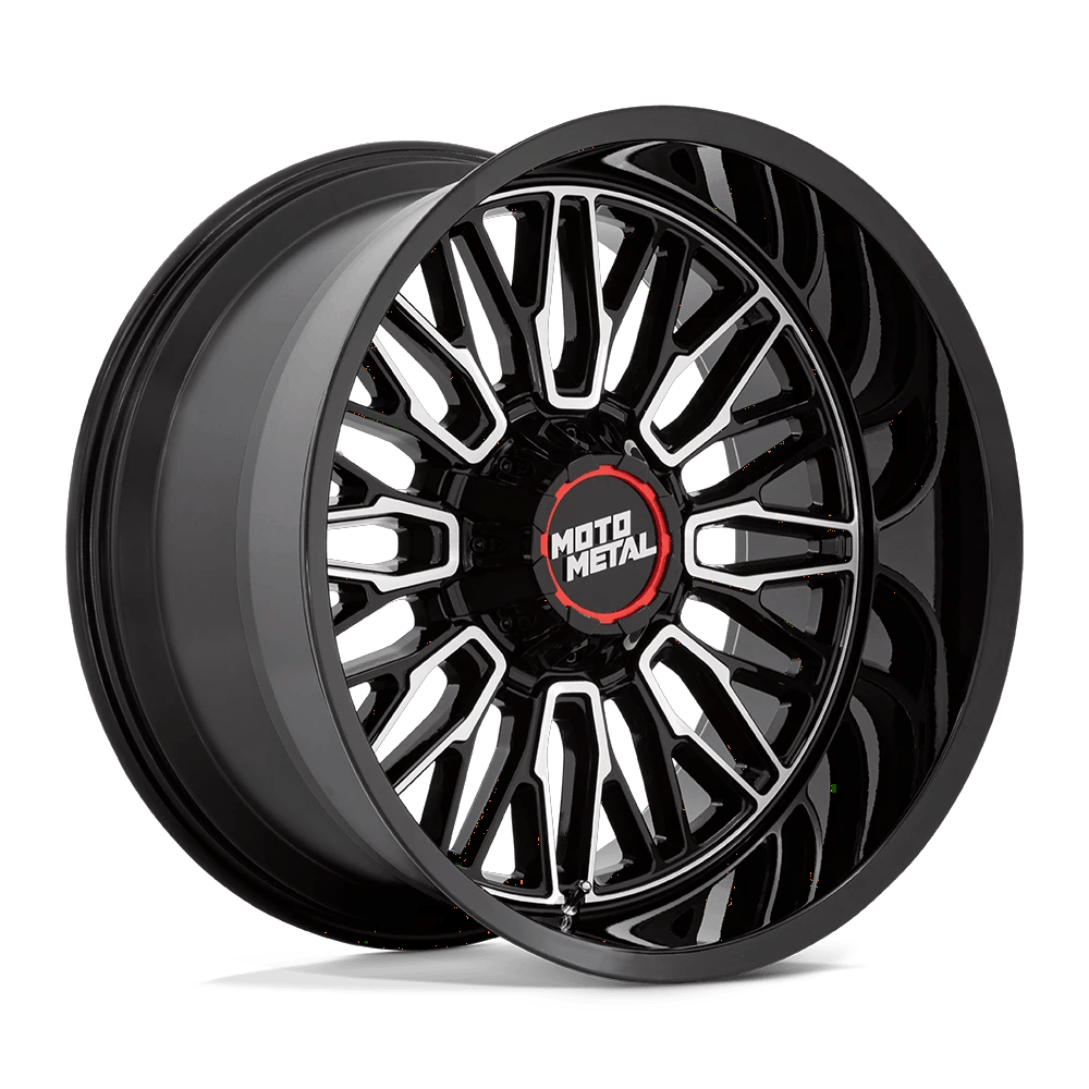 22x12 Moto Metal MO809 Stinger Gloss Black Machined Wheel 8x6.5 (-44mm)