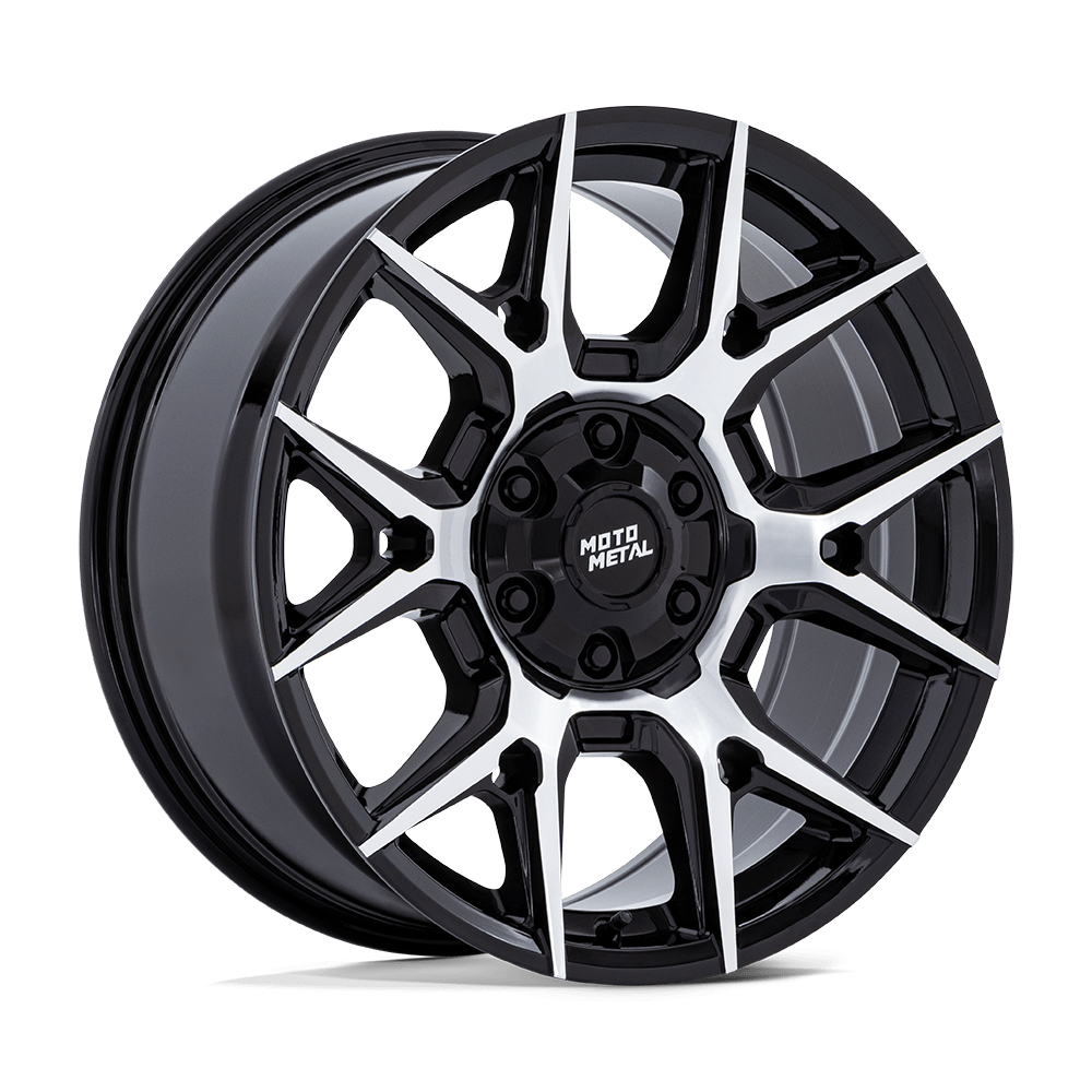 20x9 Moto Metal MO813 Mason Gloss Black W/ Machined Wheel 6x135/6x5.5 (10mm)