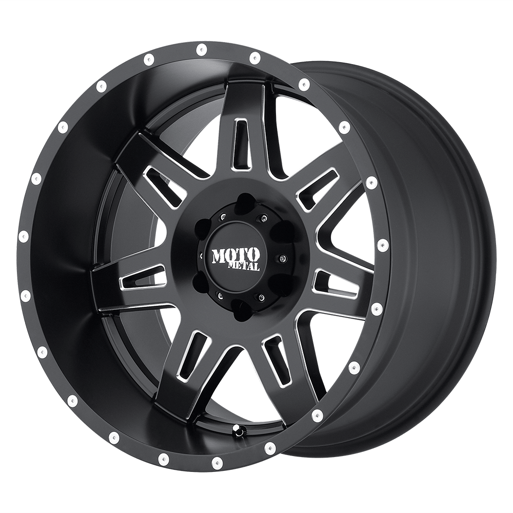 18x9 Moto Metal MO975 Satin Black Milled Wheel 5x5 (18mm)