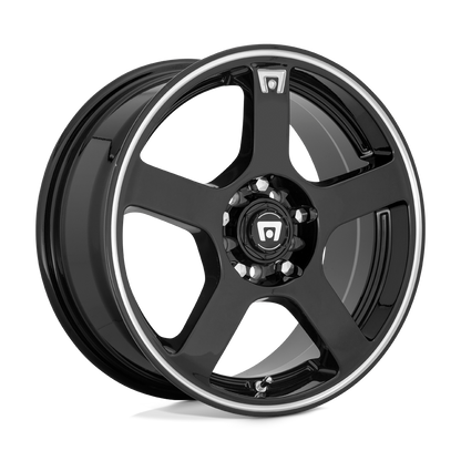 17x7 Motegi MR116 FS5 Gloss Black Machined Flange Wheel 5x100/5x4.5 (48mm)