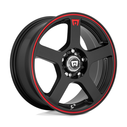 17x7 Motegi MR116 FS5 Matte Black Red Racing Stripe Wheel 5x100/5x4.5 (48mm)