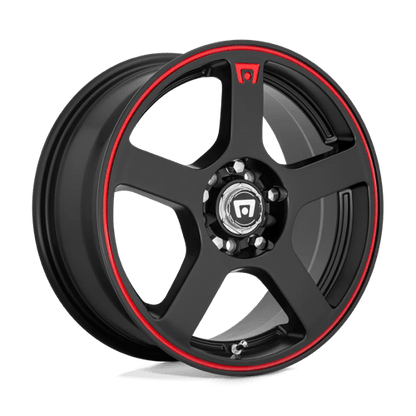 18x8 Motegi MR116 FS5 Matte Black Red Racing Stripe Wheel 5x4.5/5x120 (35mm)