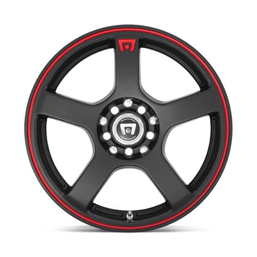 17x7 Motegi MR116 FS5 Matte Black Red Racing Stripe Wheel 5x100/5x4.5 (48mm)