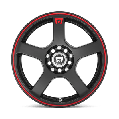 17x7 Motegi MR116 FS5 Matte Black Red Racing Stripe Wheel 5x100/5x4.5 (48mm)