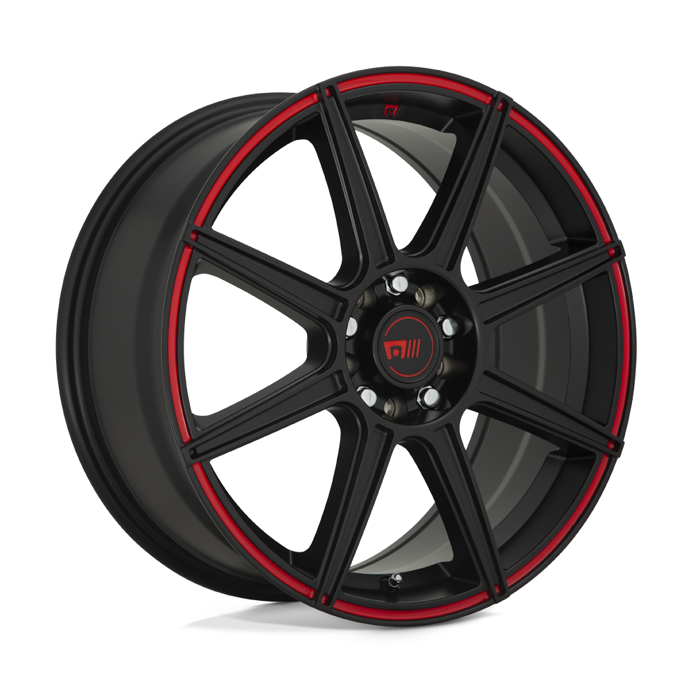 18x8 Motegi MR142 CS8 Satin Black W/ Red Stripe Wheel 5x4.5/5x120 (45mm)