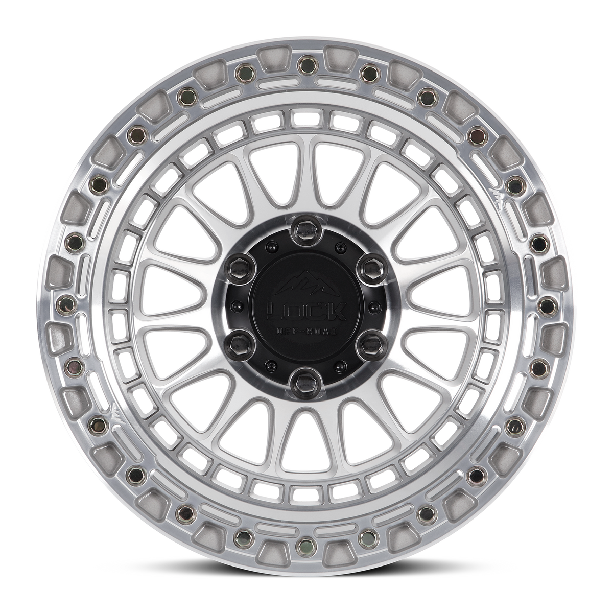 17x8.5 Lock Off-Road Mojave Machine With Clear Coat Wheel 6x135 (25mm)