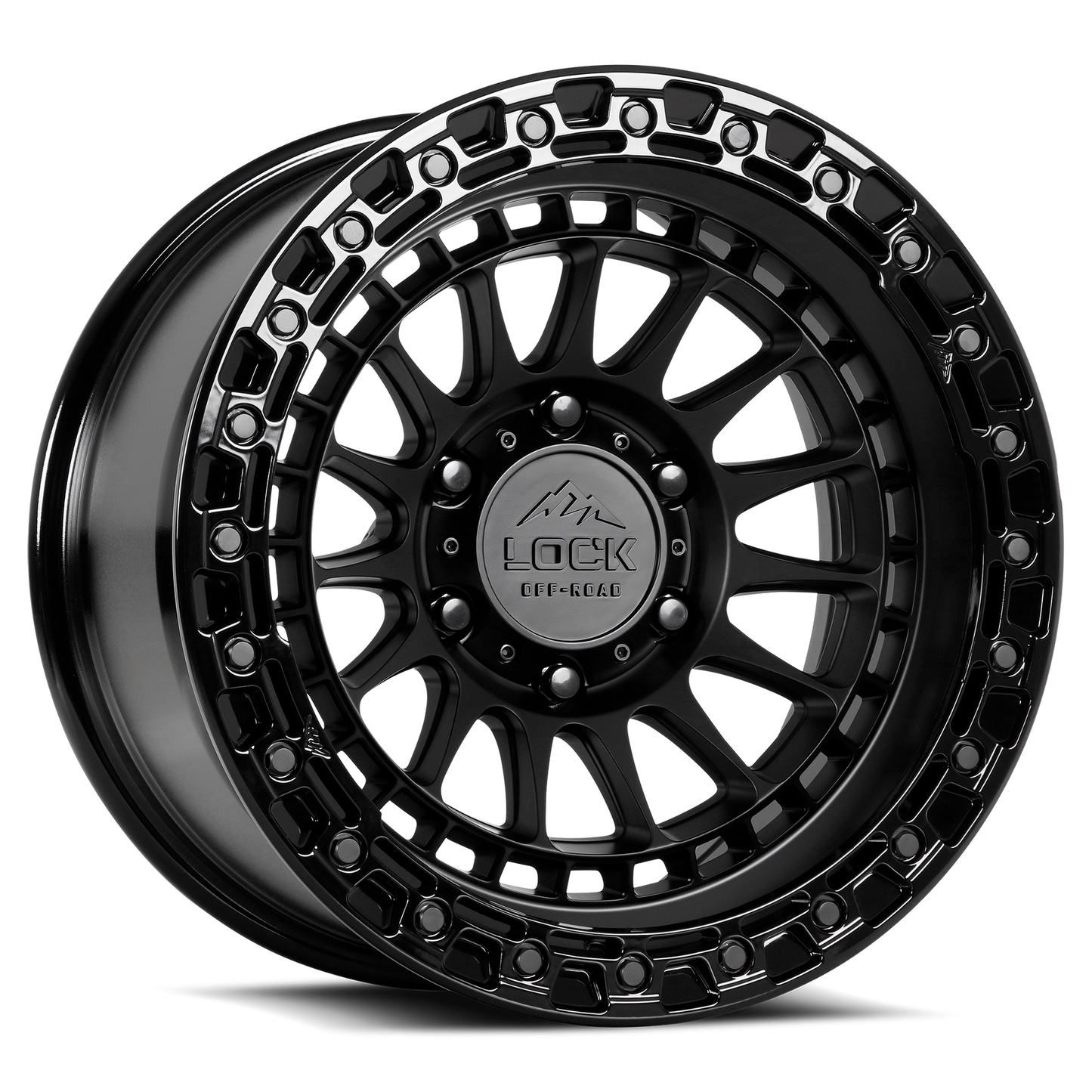 17x8.5 Lock Off-Road Mojave Matte Black With Gloss Black Ring Wheel 6x5.5 (25mm)
