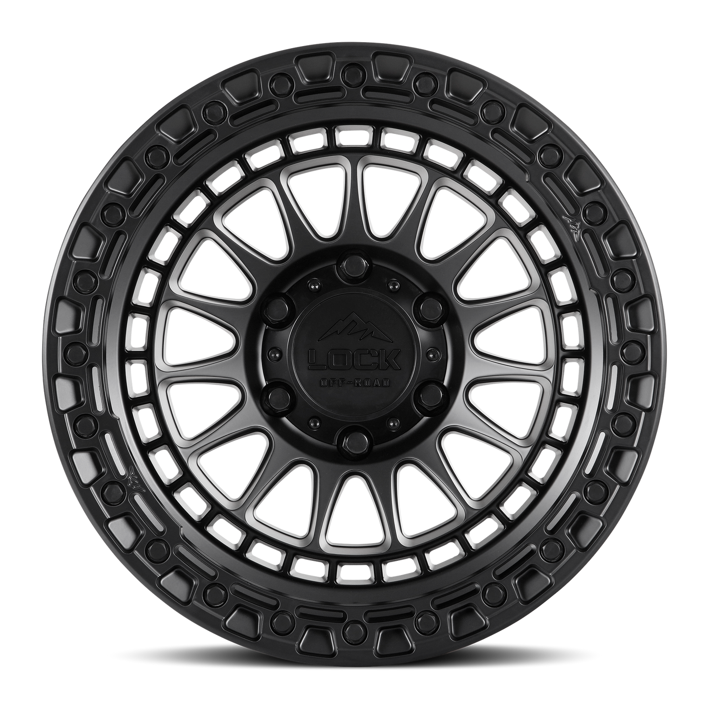 17x9 Lock Off-Road Mojave Matte Black With Matte Black Ring Wheel 6x5.5 (-12mm)