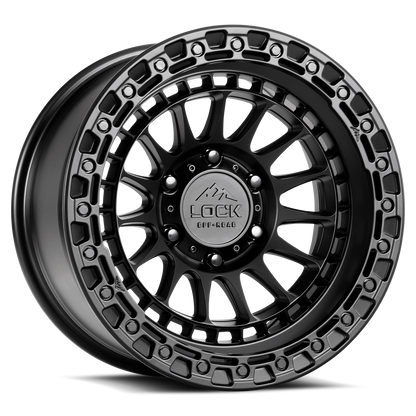 17x9 Lock Off-Road Mojave Matte Black With Matte Black Ring Wheel 6x5.5 (-12mm)