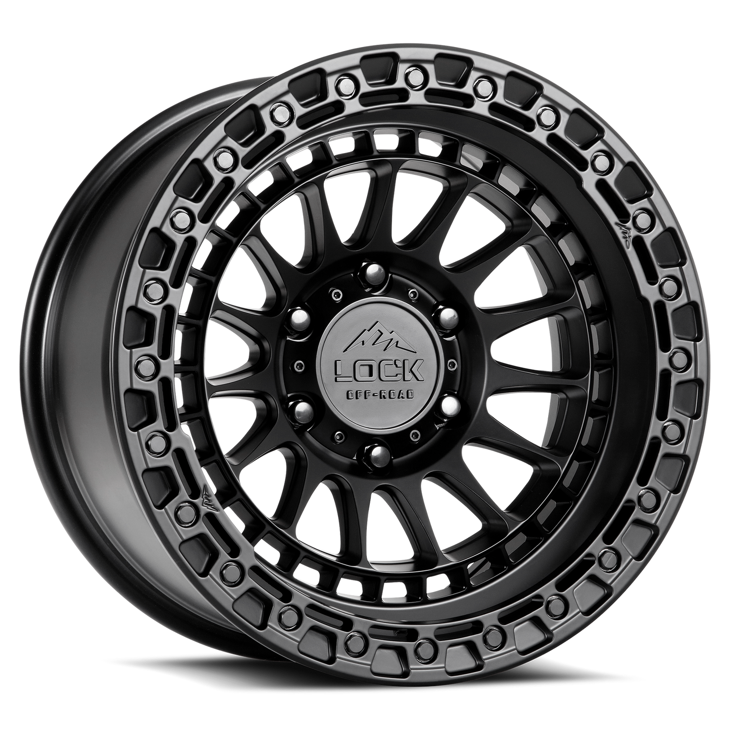 17x8.5 Lock Off-Road Mojave Matte Black With Matte Black Ring Wheel 6x5.5 (25mm)