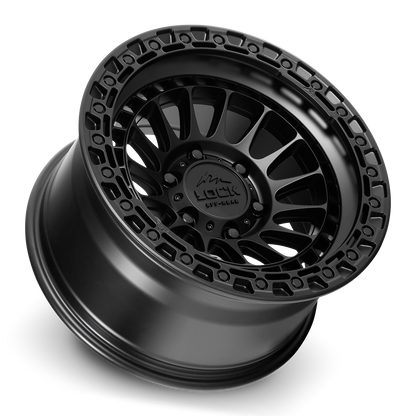 17x9 Lock Off-Road Mojave Matte Black With Matte Black Ring Wheel 6x5.5 (-12mm)