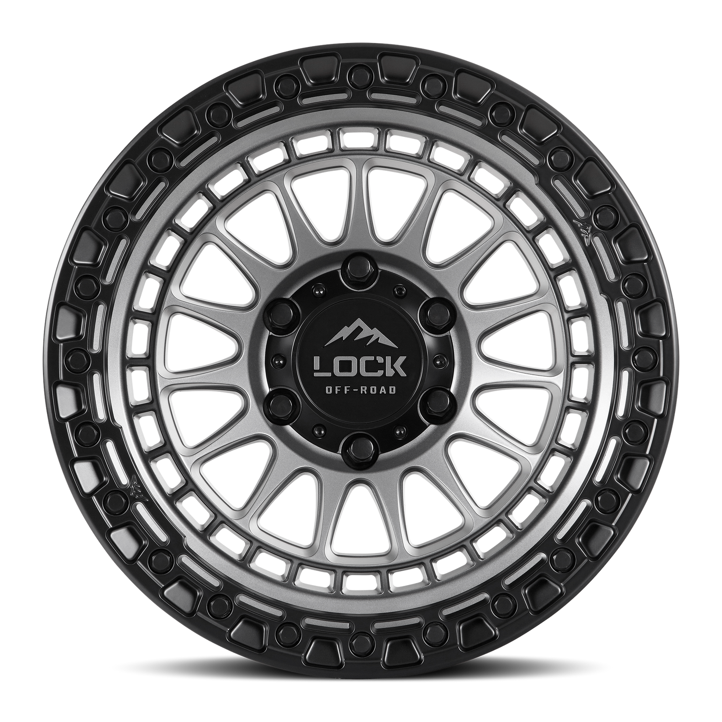 17x9 Lock Off-Road Mojave Matte Grey With Matte Black Ring Wheel 8x170 (1mm)
