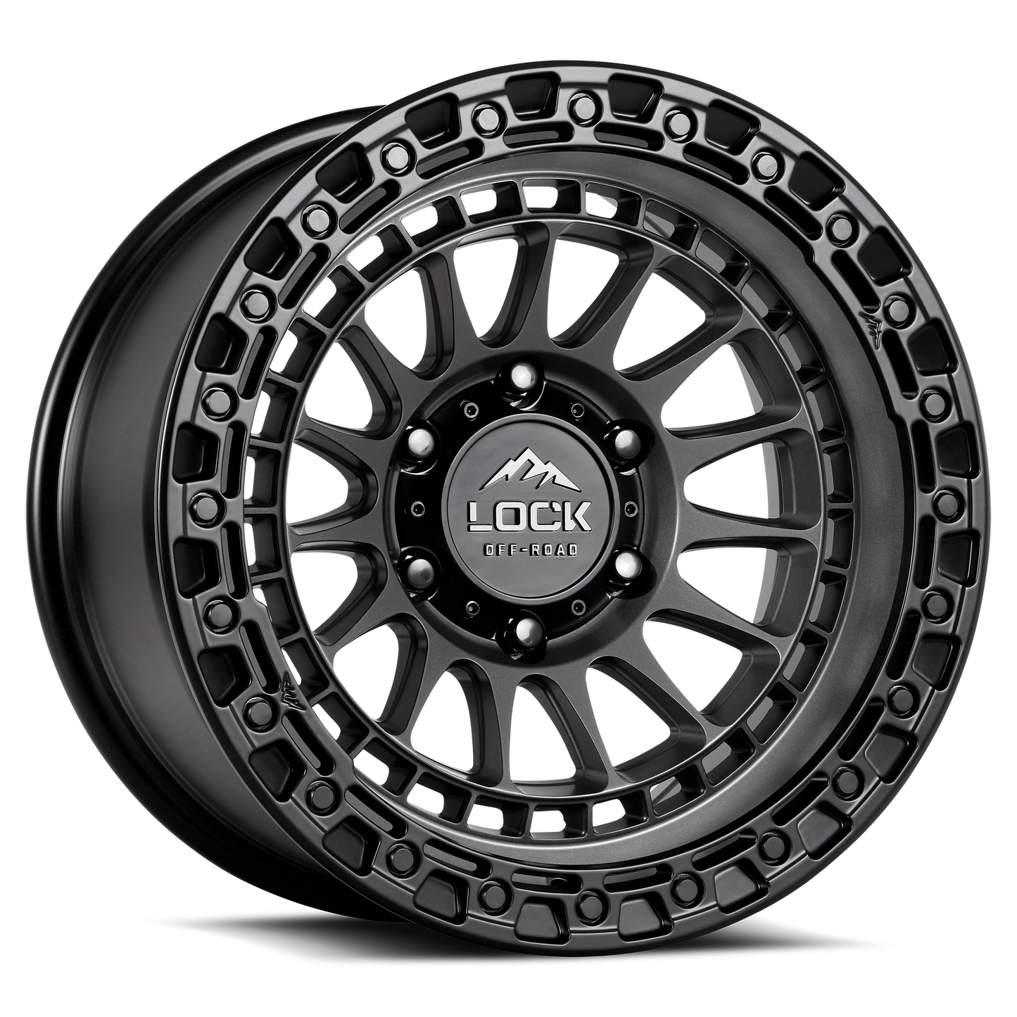 17x9 Lock Off-Road Mojave Matte Grey With Matte Black Ring Wheel 8x170 (1mm)