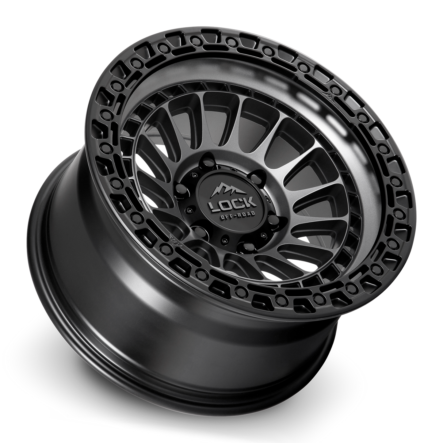 17x9 Lock Off-Road Mojave Matte Grey With Matte Black Ring Wheel 8x170 (1mm)