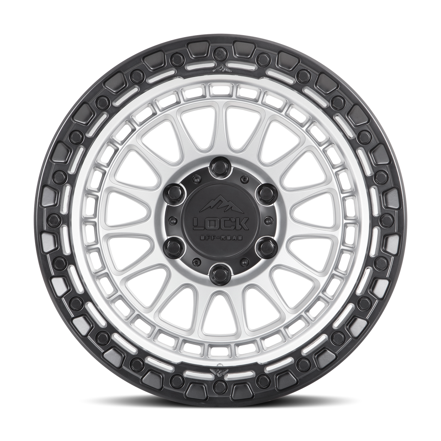 17x8.5 Lock Off-Road Mojave Matte Silver W/ Matte Black Ring Wheel 6x5.5 (25mm)