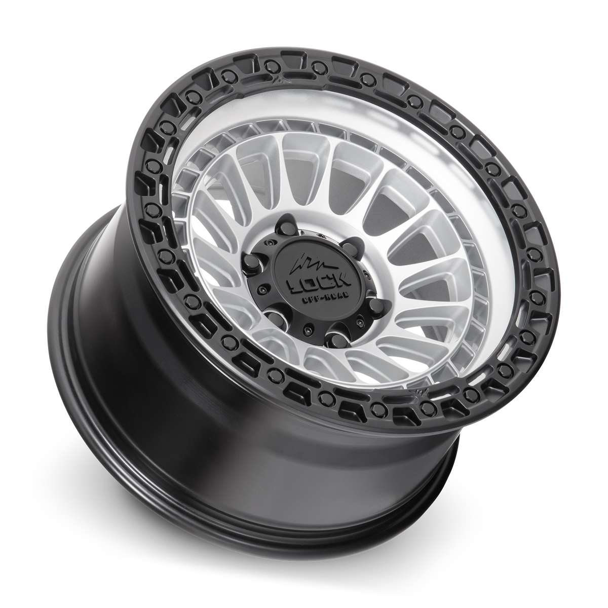 17x9 Lock Off-Road Mojave Matte Silver With Matte Black Ring Wheel 6x5.5 (-12mm)