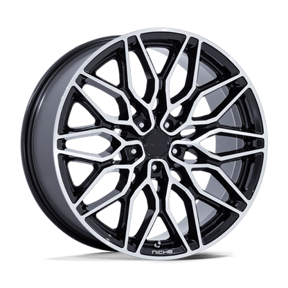 22x9 Niche NC277 Calabria 5 Gloss Black Machined Wheel 5x115 (15mm)