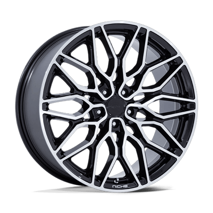 22x9 Niche NC277 Calabria 5 Gloss Black Machined Wheel 5x120 (27mm)