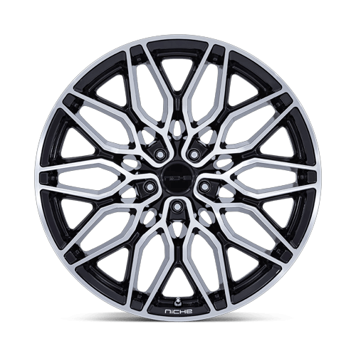 22x9 Niche NC277 Calabria 5 Gloss Black Machined Wheel 5x112 (20mm)