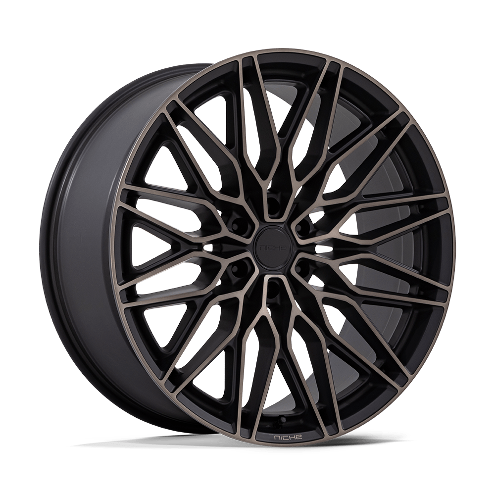 22x9.5 Niche NC278 Calabria 6 Matte Black Mach W/ Dark Tint Wheel 6x5.5 (19mm)