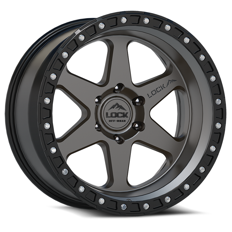 20x10 Lock Off-Road Olympus Matte Grey With Matte Black Ring Wheel 6x135 (-24mm)