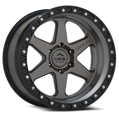20x10 Lock Off-Road Olympus Matte Grey With Matte Black Ring Wheel 6x135 (-24mm)