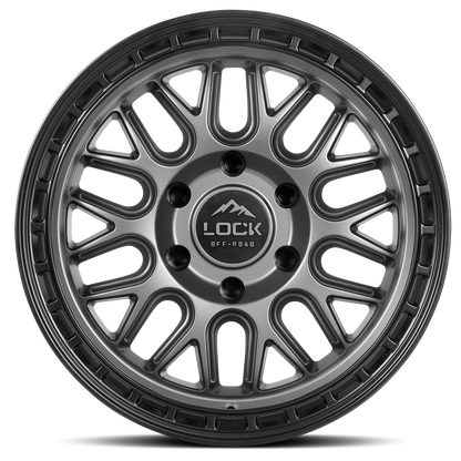 17x9 Lock Off-Road Onyx Matte Grey With Matte Black Ring Wheel 6x5.5 (1mm)