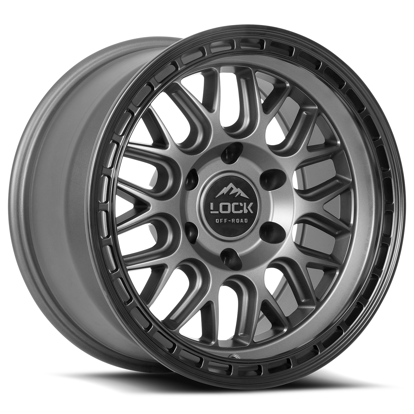 17x9 Lock Off-Road Onyx Matte Grey With Matte Black Ring Wheel 6x5.5 (-12mm)