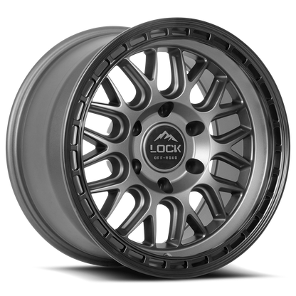 17x9 Lock Off-Road Onyx Matte Grey With Matte Black Ring Wheel 6x5.5 (-12mm)