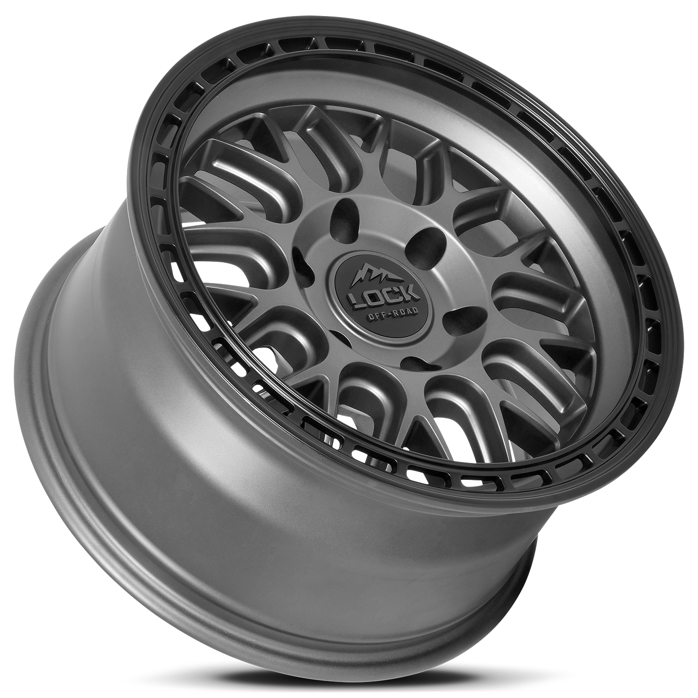 17x9 Lock Off-Road Onyx Matte Grey With Matte Black Ring Wheel 6x5.5 (-12mm)