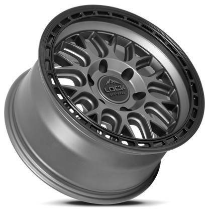 17x9 Lock Off-Road Onyx Matte Grey With Matte Black Ring Wheel 6x5.5 (-12mm)