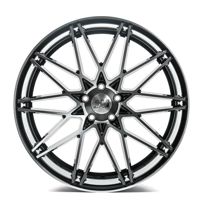 22x9 Axe ZX4 Black And Polished Face Wheels 5x110 (20mm) Set of 4