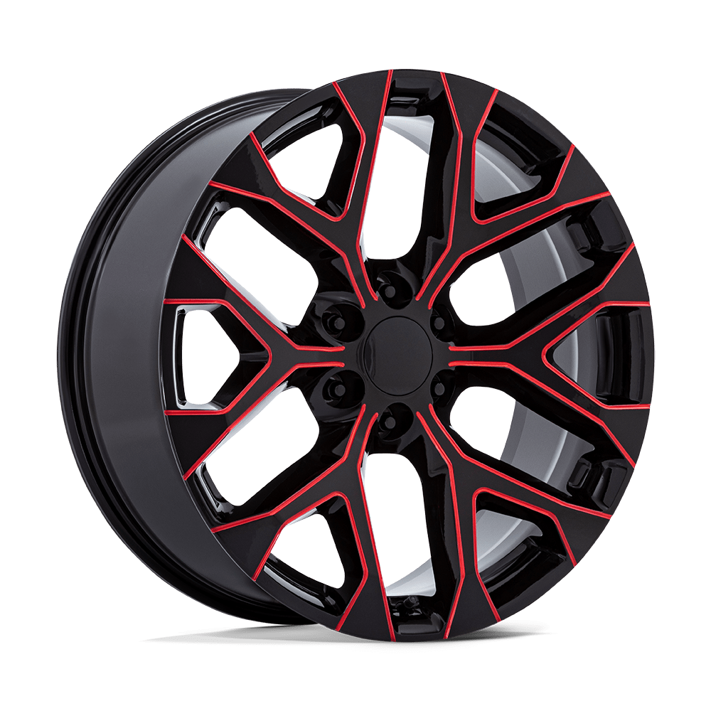 20x9 Performance Replicas PR177 Gloss Black Red Milled Wheel 6x5.5 (24mm)
