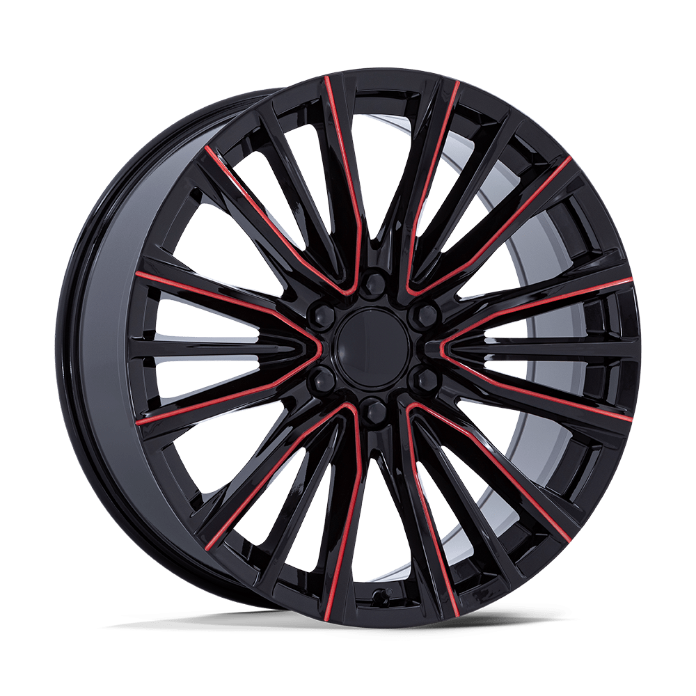 22x9 Performance Replicas PR223 Gloss Black Milled Red Wheel 6x5.5 (28mm)
