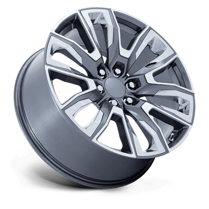 22x9 Performance Replicas PR225 Gunmetal Machined W/ Chrome Wheel 6x5.5 (28mm)