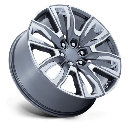 24x10 Performance Replicas PR225 Gunmetal Machined W/ Chrome Wheel 6x5.5 (31mm)
